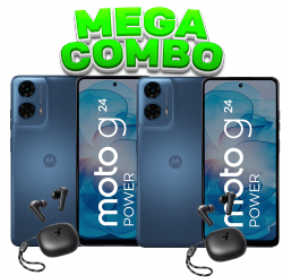 MEGA COMBO DUPLA MOTO G24 POWER 8/256GB AZUL + DUPLA AUDIFONOS INALAMBRICOS SOUNDCORE A25I