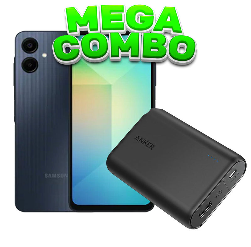 Mega Combo Samsung A06 4/128gb Negro + anker Powerpot 33W USB-C A USBC-A Negro